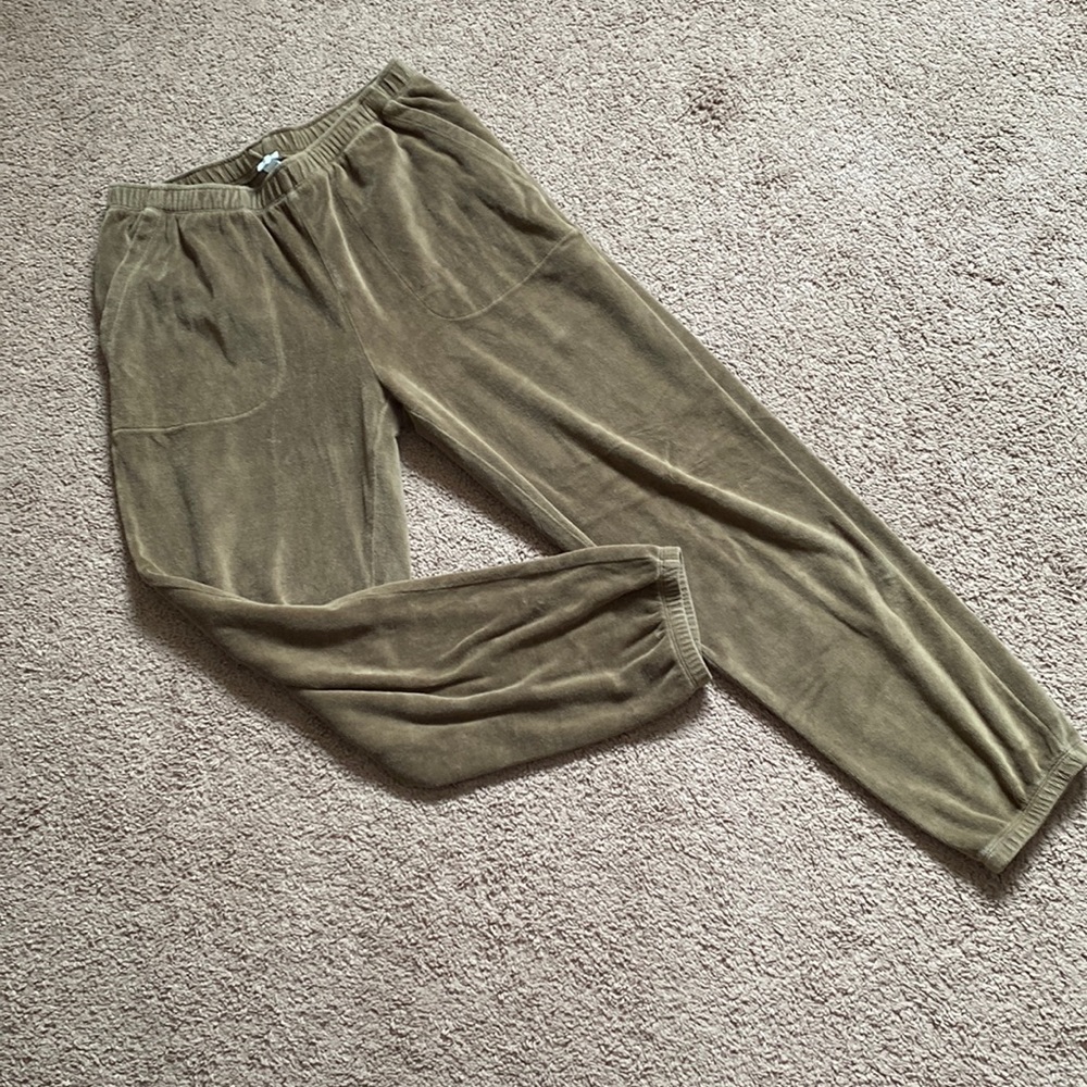 Aerie Army Green Velour Joggers
